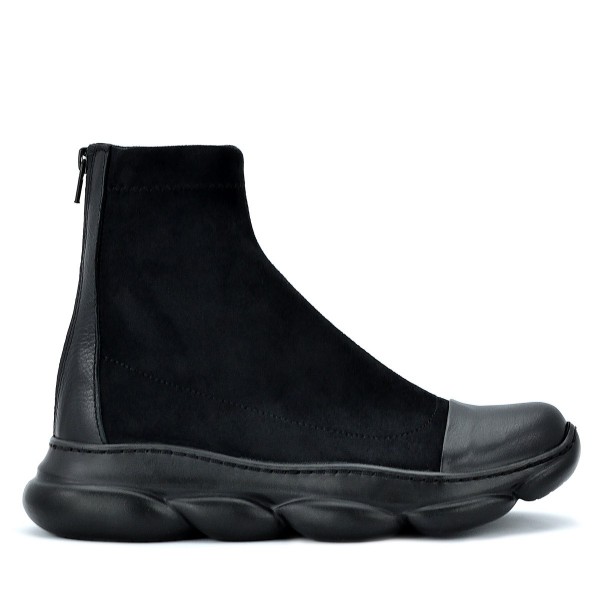 Дамски боти тип чорап Galia black, естествена кожа