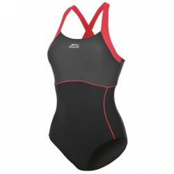 Дамски бански Slazenger, цял, Black/Pink